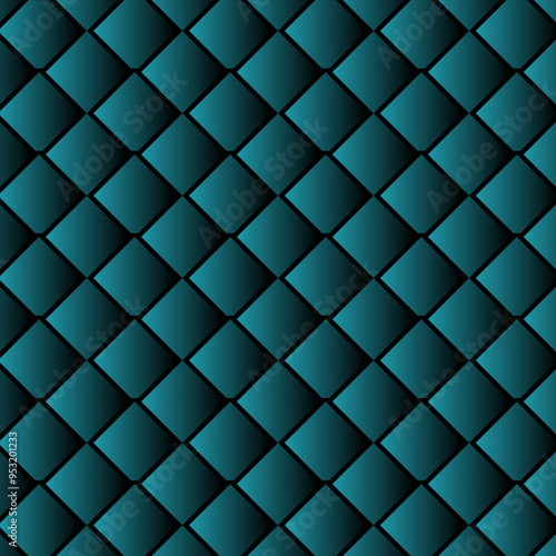 3d Geometric diamond shaped seamless pattern vector. Dark Green inflated geometrical wallpaper. Design for textile, blankets ,bedsheets, pillowcase , flooring, background, clothing, fabric etc.