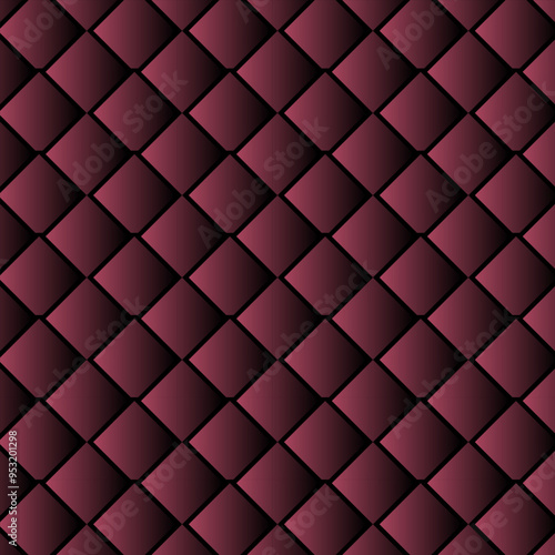 3d Geometric diamond shaped seamless pattern vector. Maroon inflated geometrical wallpaper. Design for textile, blankets ,bedsheets, pillowcase , flooring, background, clothing, wrapping, fabric etc.