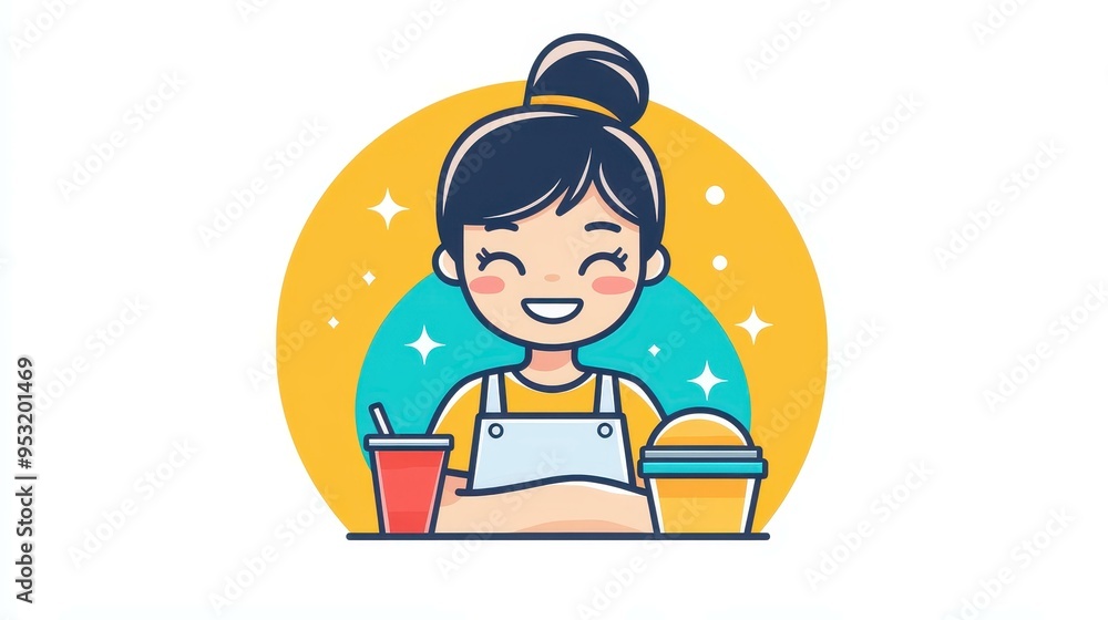 Bright and vibrant maid service logo, perfect for showcasing your cleaning businesss personality and dedication. Bright and vibrant maid service logo, perfect for showcasing your cleaning businesss personality and dedication.