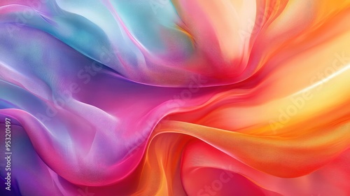 A colorful, flowing fabric background with soft curves and a dynamic sense of motion, creating an abstract, fluid pattern.