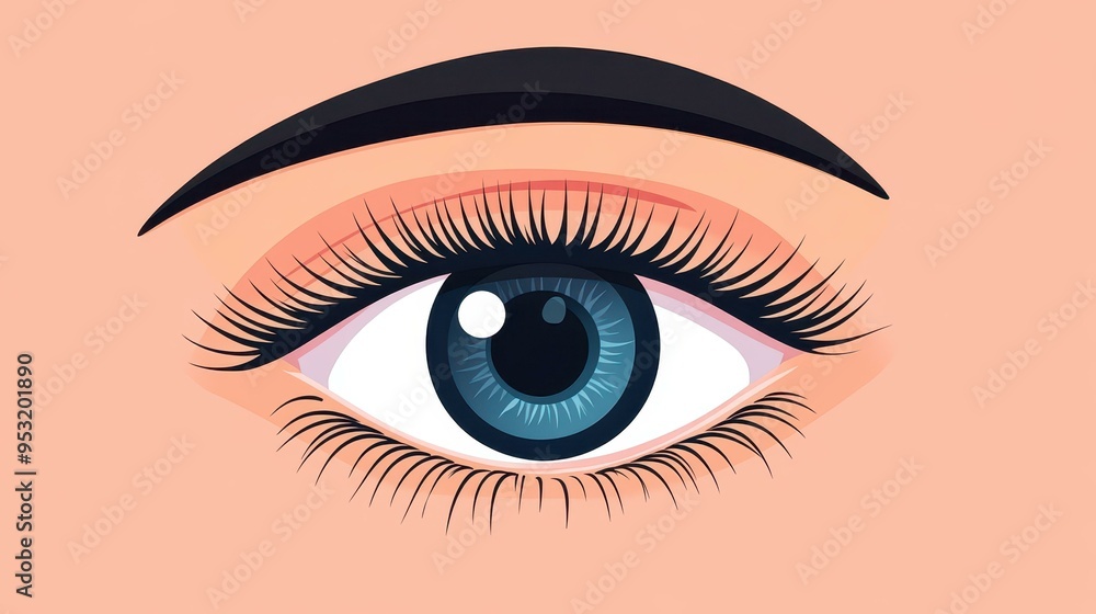 Stunning closeup of a womans eye showcasing luxurious eyelash extensions in a chic salon setting. Stunning closeup of a womans eye showcasing luxurious eyelash extensions in a chic salon setting.
