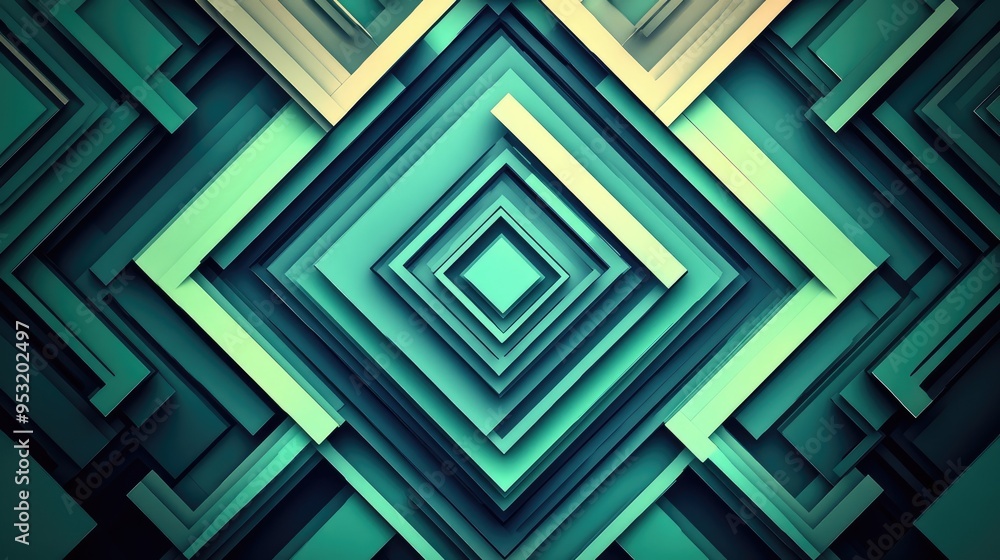 A dynamic geometric pattern with overlapping layers in shades of green, cyan, and turquoise, creating a modern, futuristic design. A dynamic geometric pattern with overlapping layers in shades of green, cyan, and turquoise, creating a modern, futuristic design.