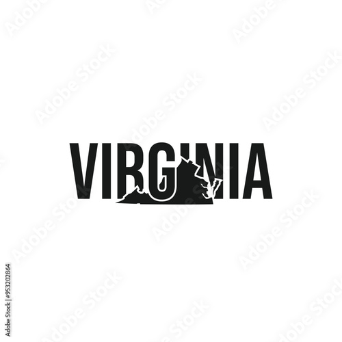 virginia state symbol, map icon with vector silhouette