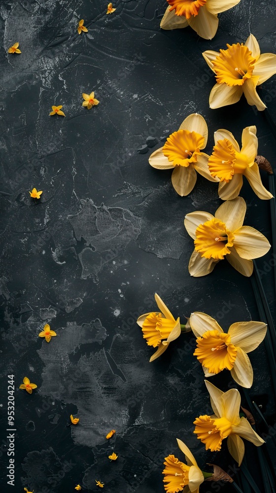 Fototapeta premium Daffodils on a black background