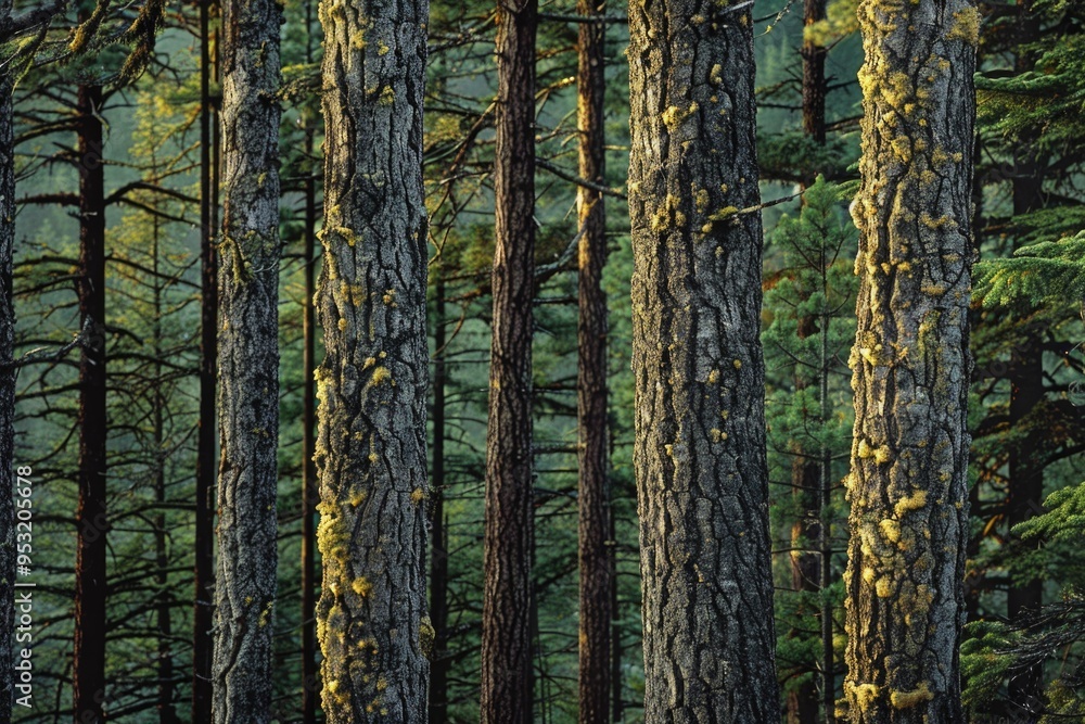 A dense forest with numerous green trees A dense forest with numerous green trees