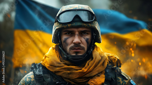 A determined soldier stares...