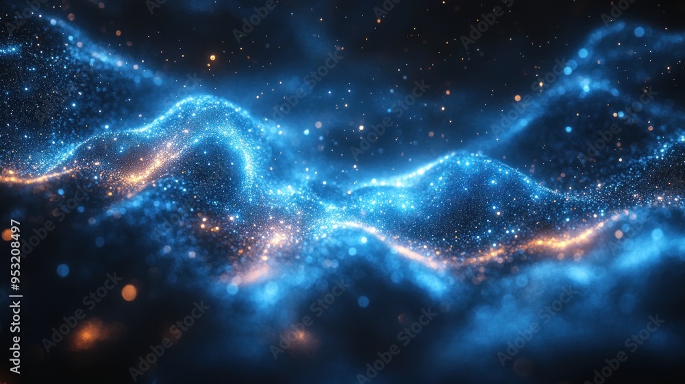 Abstract blue glitter backdrop featuring sparkling light reflections. Abstract blue glitter backdrop featuring sparkling light reflections.