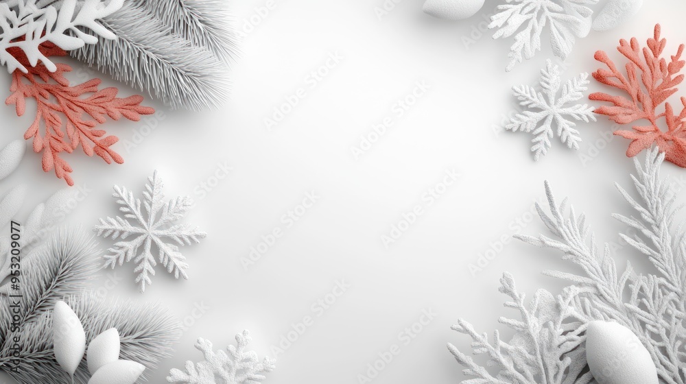 Obraz premium Empty frame with a minimalist holiday theme Christmas design.