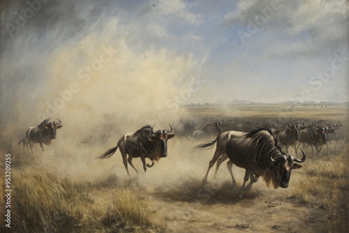 Wildebeest Herd in the Dust