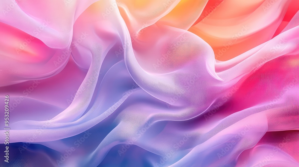 Fototapeta premium Abstract background of flowing, colorful fabric creating a sense of fluidity and motion with soft, graceful waves.