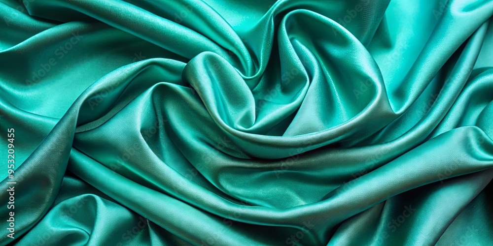Obraz premium Vibrant cyan green turquoise silk fabric texture background for luxurious designs and decor