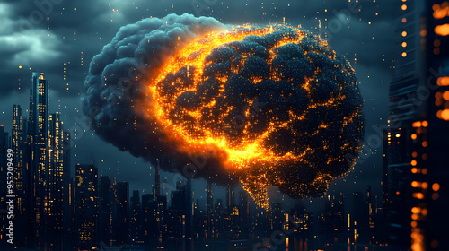 A glowing brain-shaped orb ...