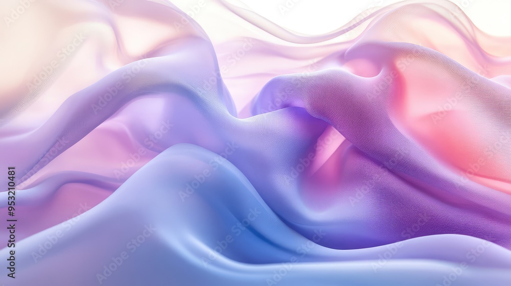 Abstract, flowing fabric in soft, pastel colors creating a smooth, undulating background with a delicate, airy feel. Abstract, flowing fabric in soft, pastel colors creating a smooth, undulating background with a delicate, airy feel.
