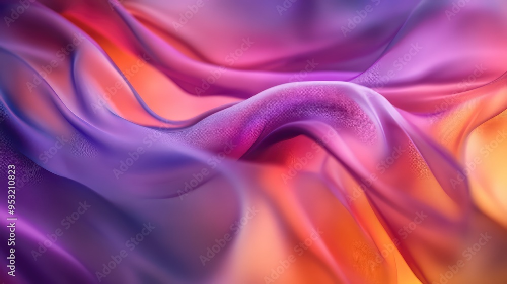 Fototapeta premium Abstract, flowing fabric in vibrant hues, creating a sense of motion and fluidity, forming a soft, dynamic background.