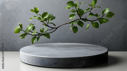 A gray stone pedestal with ...