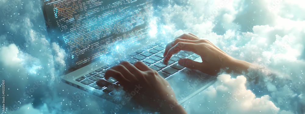 Obraz premium Coding in the Cloud