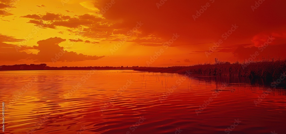 Sunset over a Calm Lake