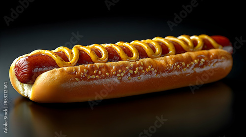 A hot dog with mustard and ...