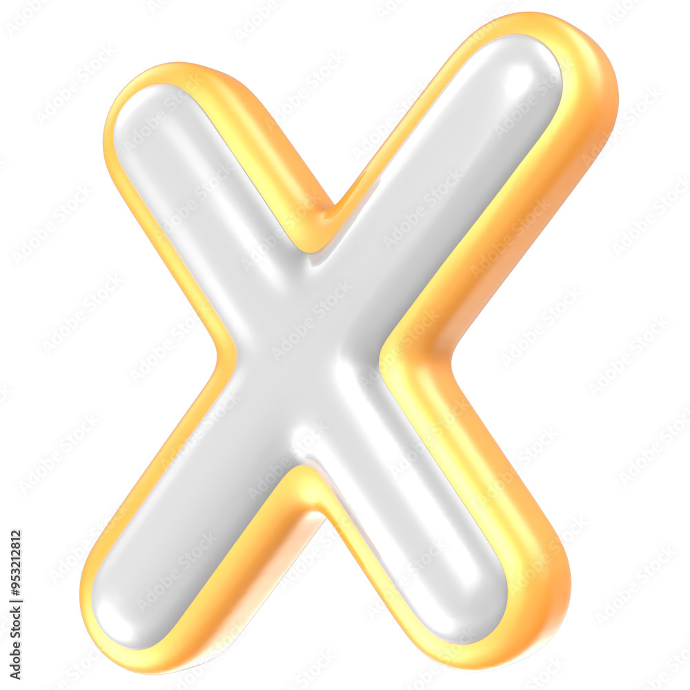 X Font Yellow And White 3D Rendering X Font Yellow And White 3D Rendering