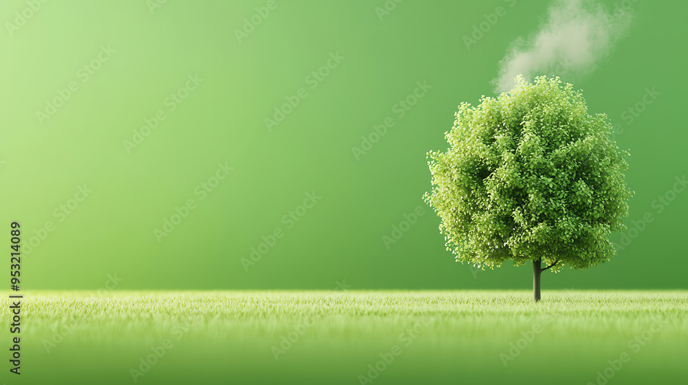 A vibrant green landscape featuring a tree with smoke rising above, symbolizing nature and sustainable living. A vibrant green landscape featuring a tree with smoke rising above, symbolizing nature and sustainable living.