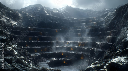 A large quarry with steep, ...