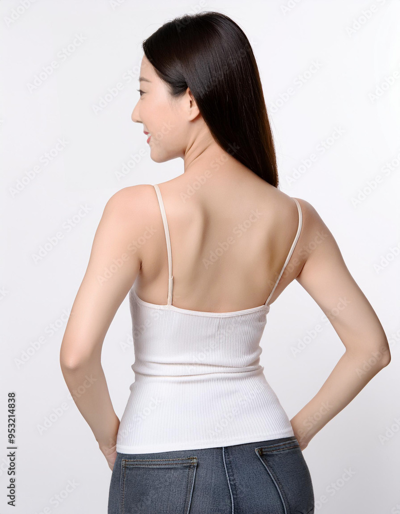 背中を見せる女性 背中を見せる女性