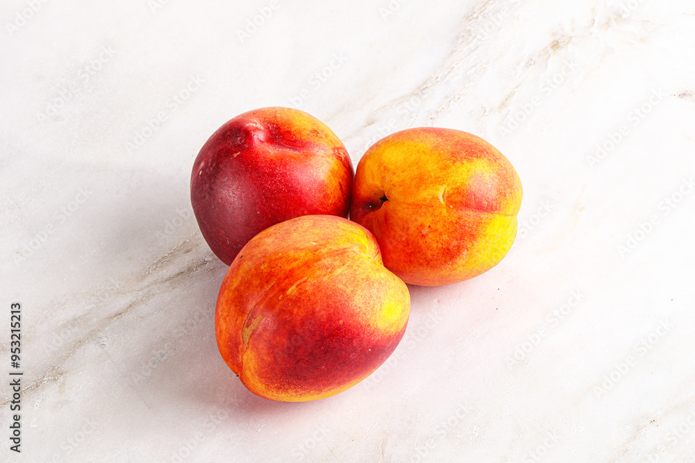 Ripe sweet juicy fresh red nectarines