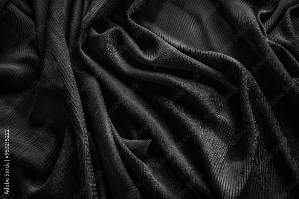 Close-up shot of black fabric texture Close-up shot of black fabric texture