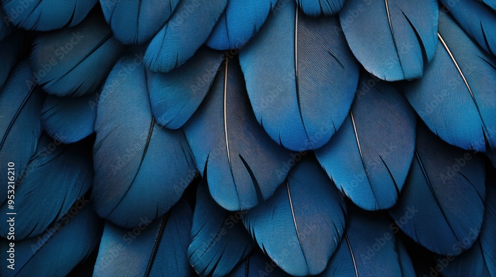 A close-up of blue feathers arranged in a pattern, showcasing natural beauty and texture A close-up of blue feathers arranged in a pattern, showcasing natural beauty and texture