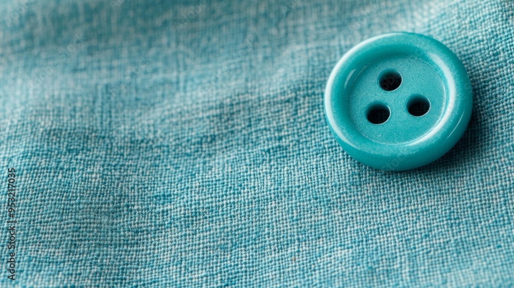 Sewing button on fabric swatch Sewing button on fabric swatch