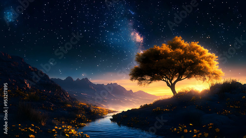 A lone tree stands tall aga...