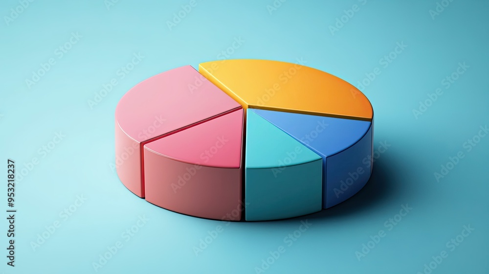 Obraz premium A pie chart with labeled segments, perfect for illustrating market share and business insights