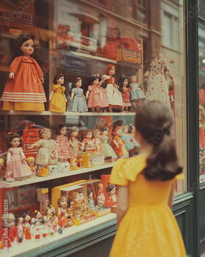 A young girl in a yellow dr...