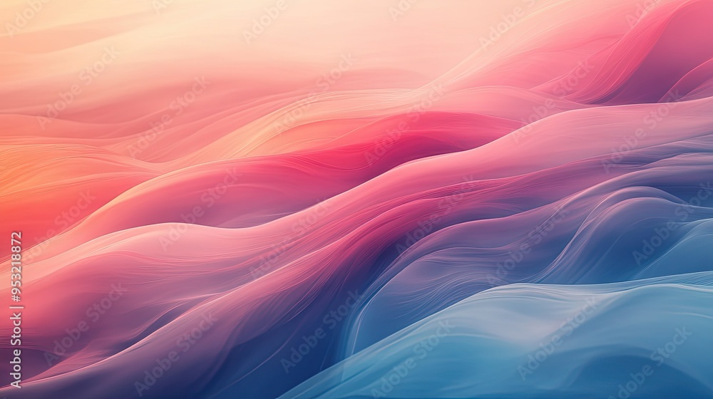 Obraz premium A smooth gradient of warm reds and cool blues, creating a calming abstract background with soft transitions