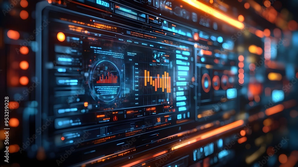 Futuristic Digital Interface with Data & Graphs Futuristic Digital Interface with Data & Graphs