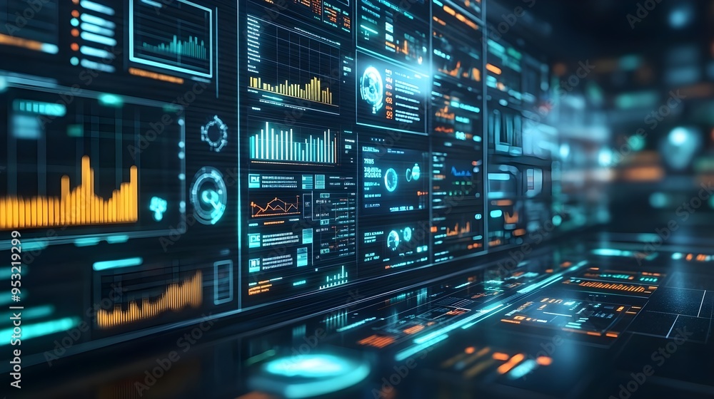 Futuristic Digital Interface with Data Visualizations Futuristic Digital Interface with Data Visualizations