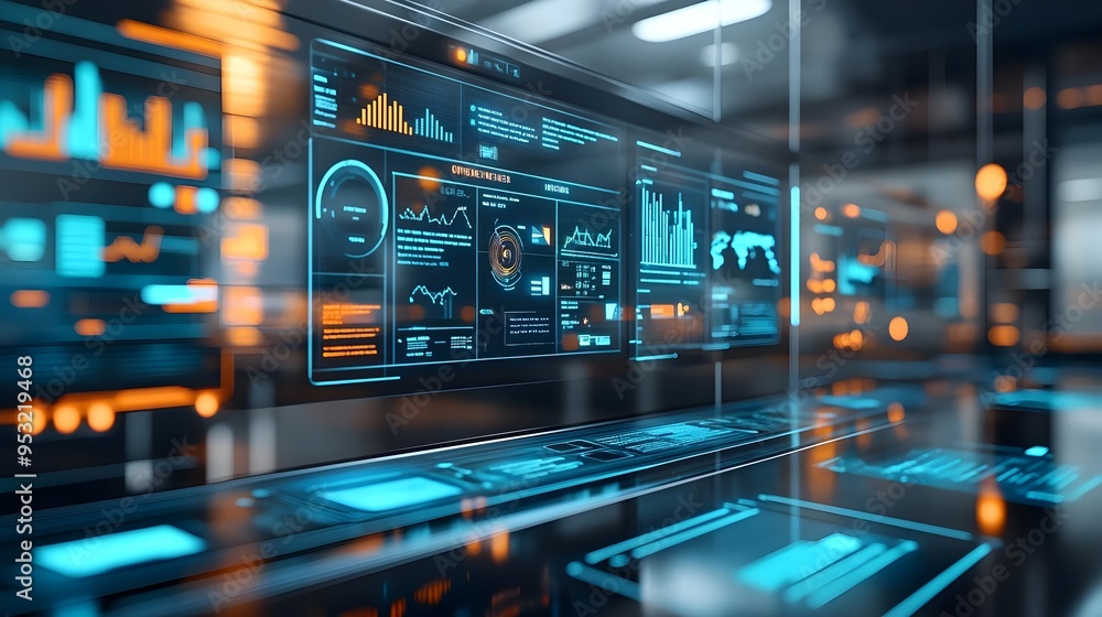 Futuristic Digital Interface with Graphs and Charts Futuristic Digital Interface with Graphs and Charts