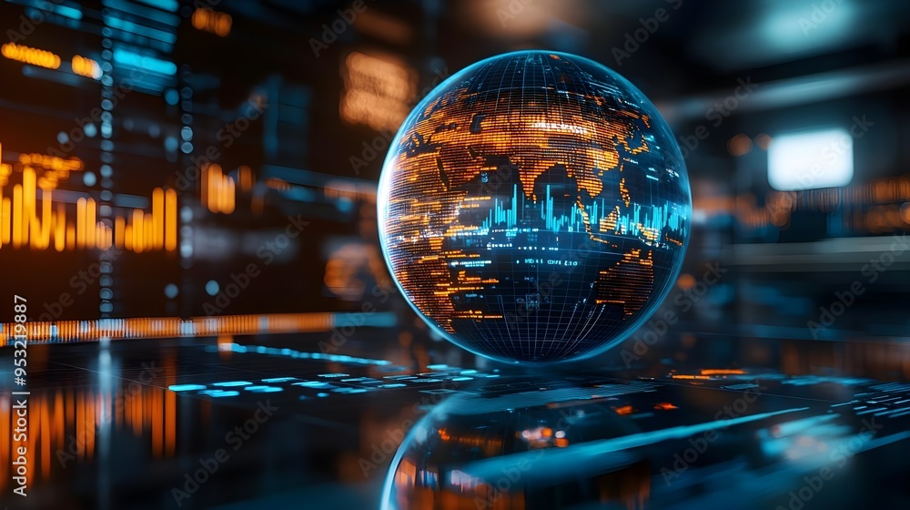 Futuristic Global Network Data Visualization Futuristic Global Network Data Visualization