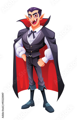 Dracula vampire character. Vector cartoon illustration