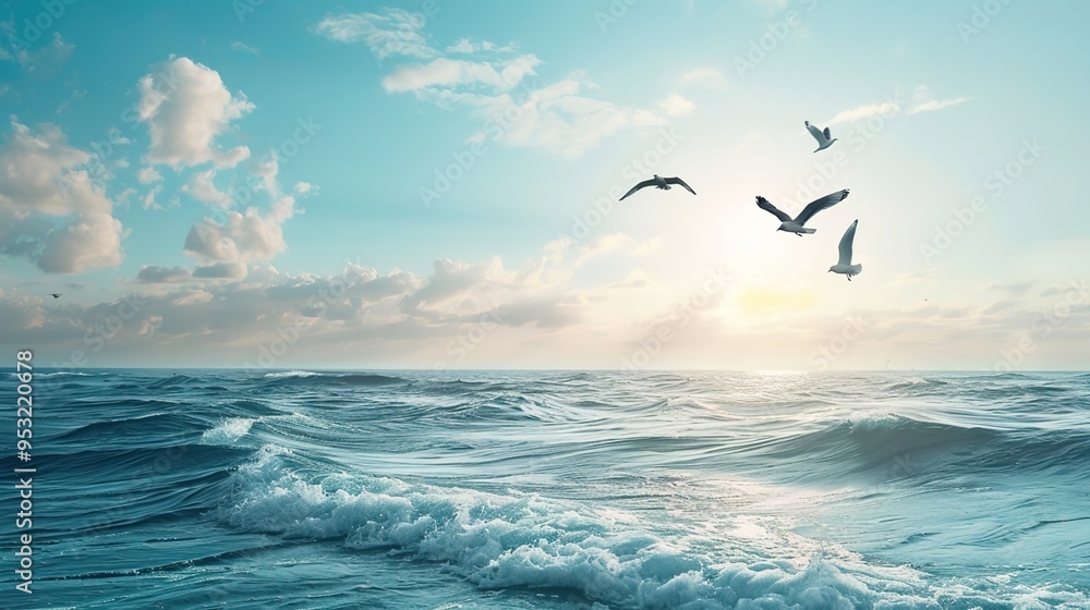 Fototapeta premium Birds flying over the sky wallpaper