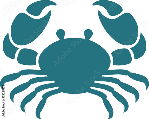 Blue crab silhouette. Seafood logo. Shellfish symbol