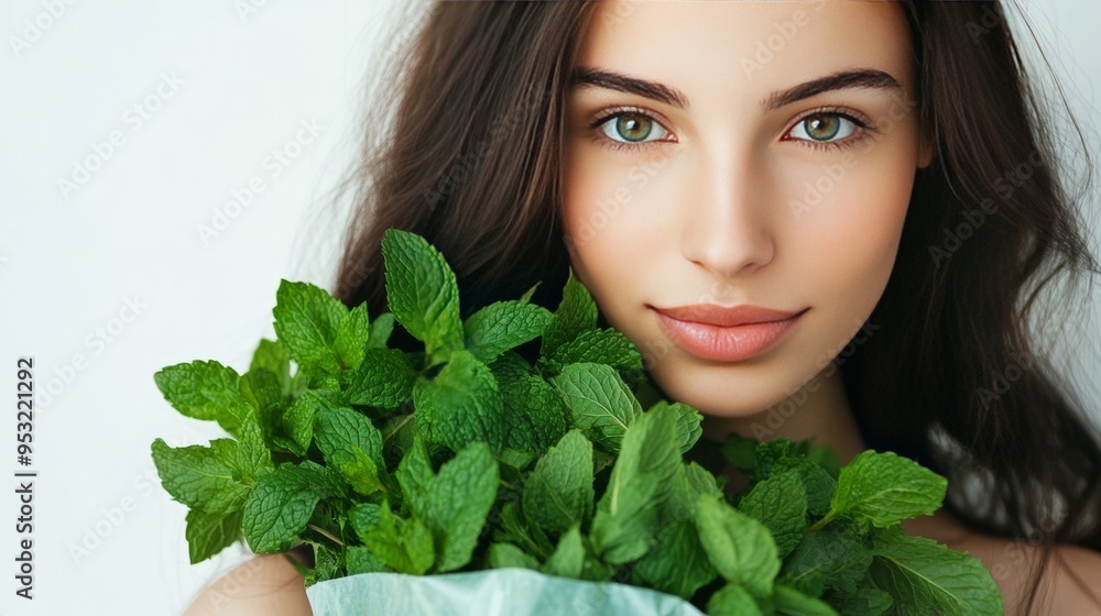 Woman with mint Woman with mint