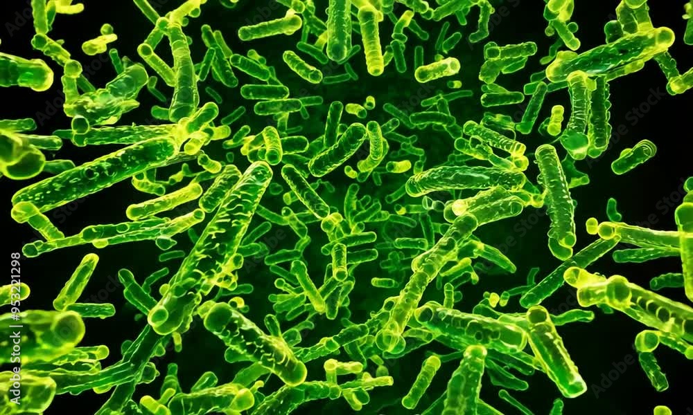 Dynamic Microscopic View of Green Bacteria Swarming and Growing, 3D ...