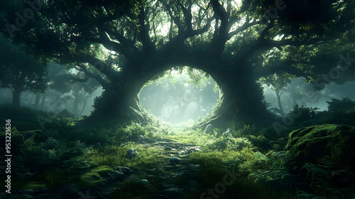 A mystical forest path lead...