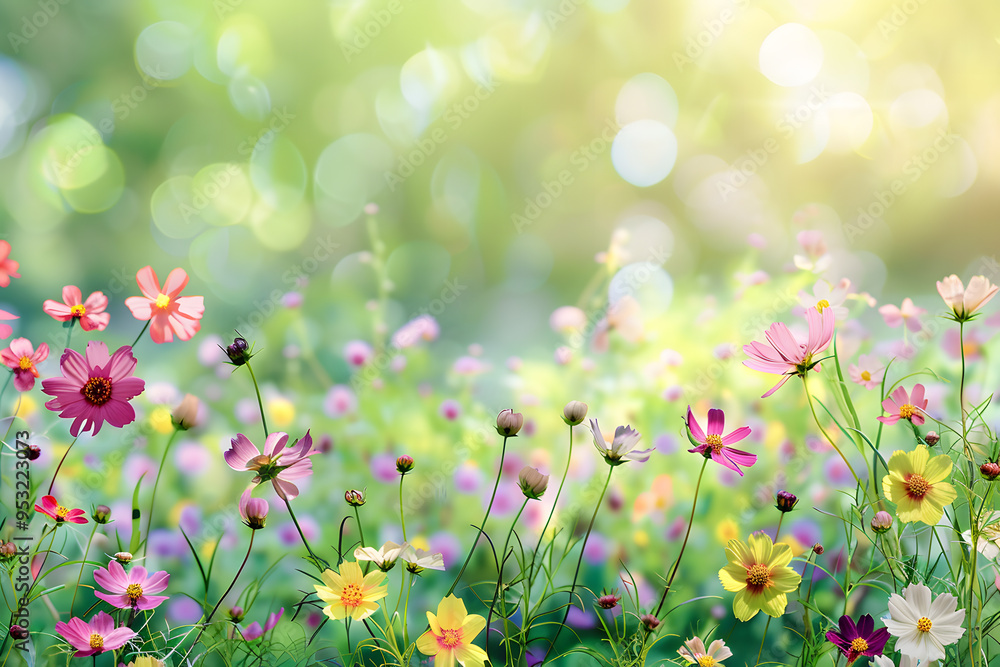 Lush flower background with a vibrant array of blooms showcasing a colorful and lively garden scene Lush flower background with a vibrant array of blooms showcasing a colorful and lively garden scene