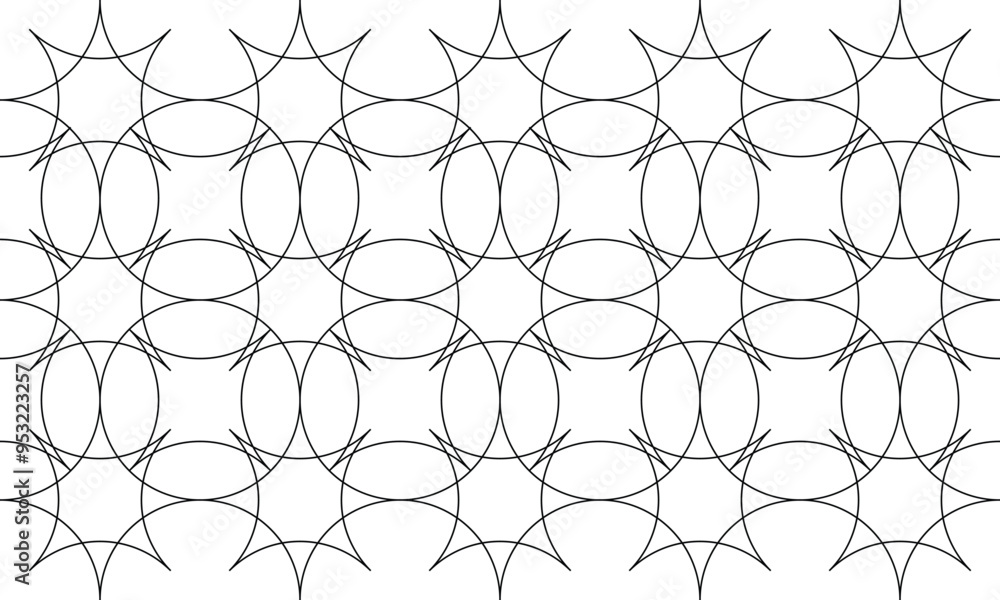 Fototapeta premium Seamless geometric pattern with stars. Monochrome vector abstract design. Background for textile, fabric and wrapping.