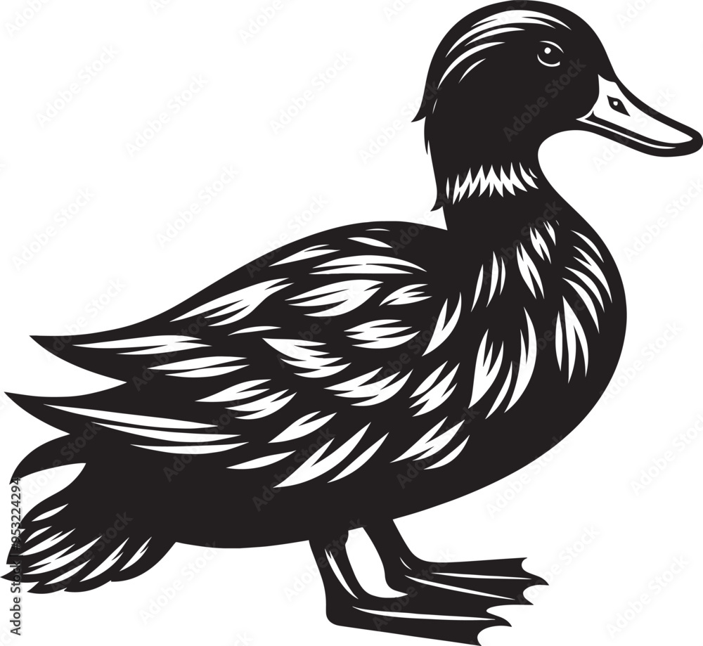 Fototapeta premium Duck Silhouette isolated on white background Minimalist duck vector illustration