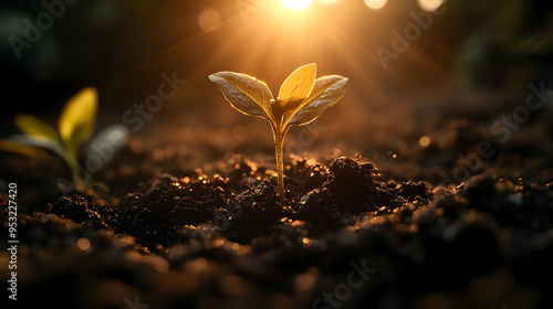 A single green sprout growi...