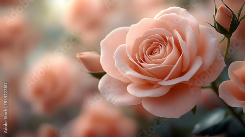 A single peach rose with so...