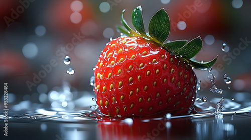 A single, fresh strawberry ...